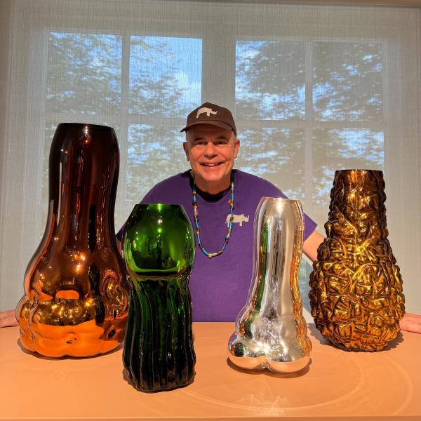 With glass vases